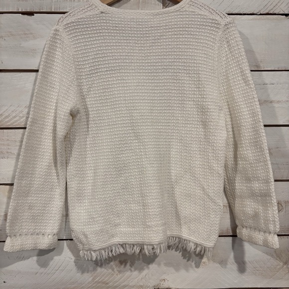 J.Crew Fringe Women's Sweater Sz Med White - Picture 2 of 8